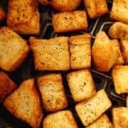air fryer croutons that look crispy and golden