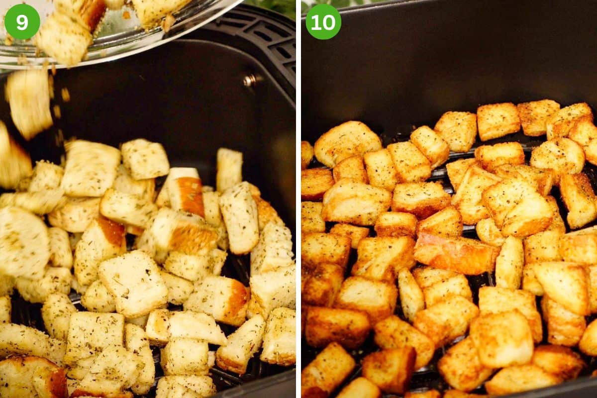 steps for air frying croutons