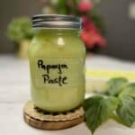 green papaya paste in a jar for using as a meat tenderizer