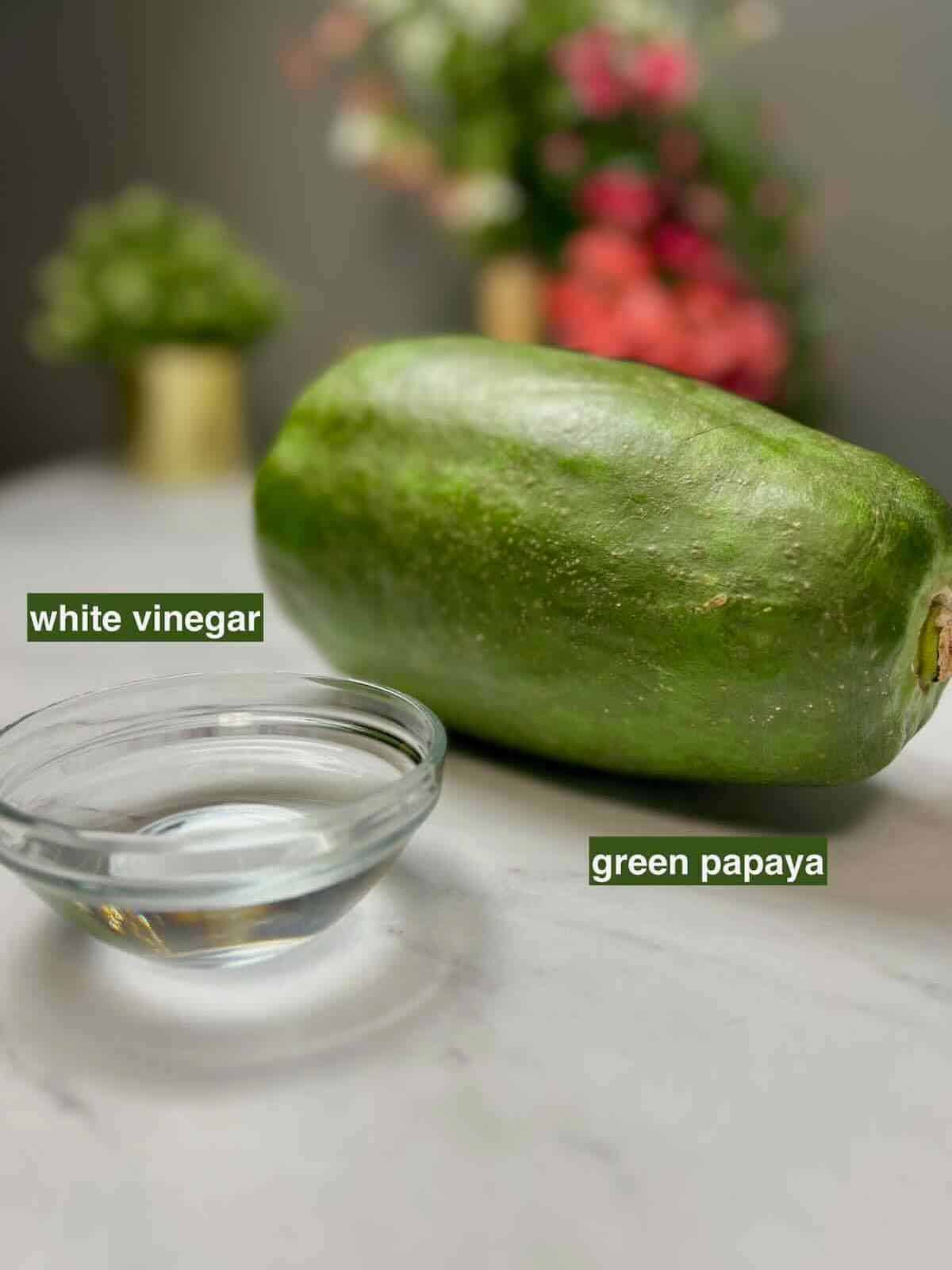 ingredients needed for making papaya paste to be used as meat tenderizer