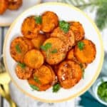 hot honey carrots with a garnish of cilantro