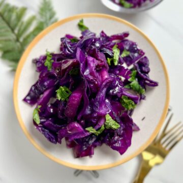 steamed purple cabbage on a plate