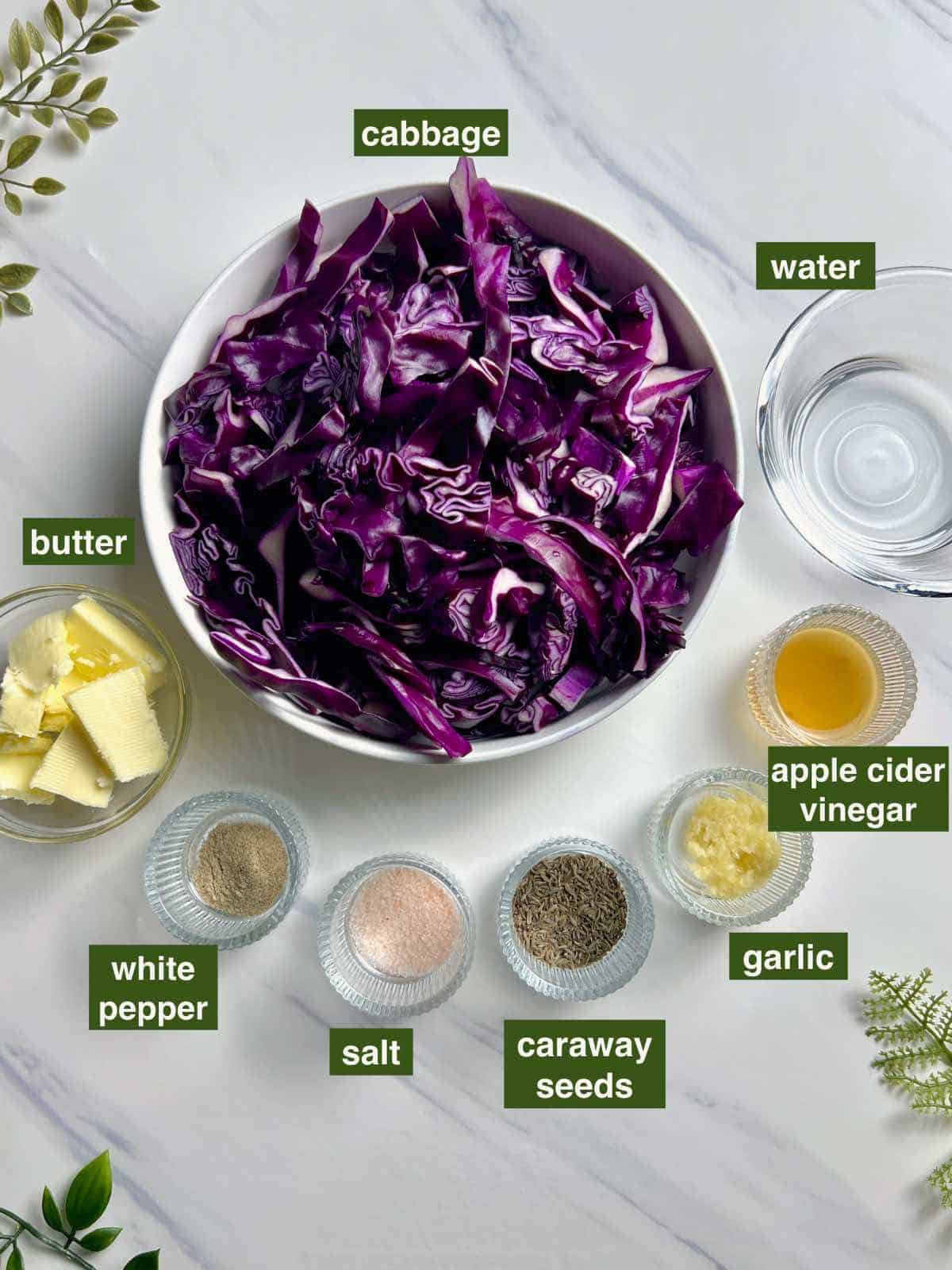 ingredients required for making steamed purple cabbage