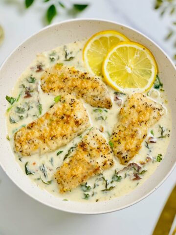 haddock florentine served on a plate