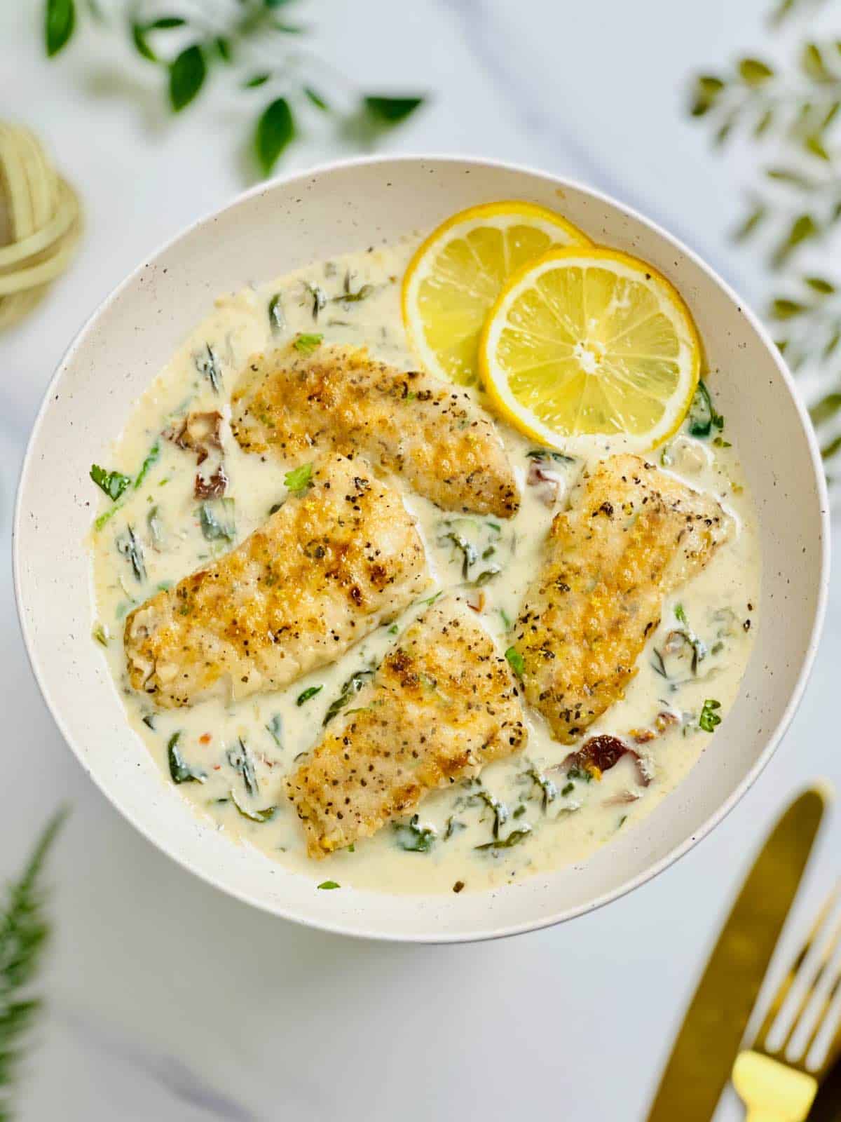 a plate of haddock florentine
