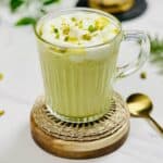 pistachio hot chocolate in a cup