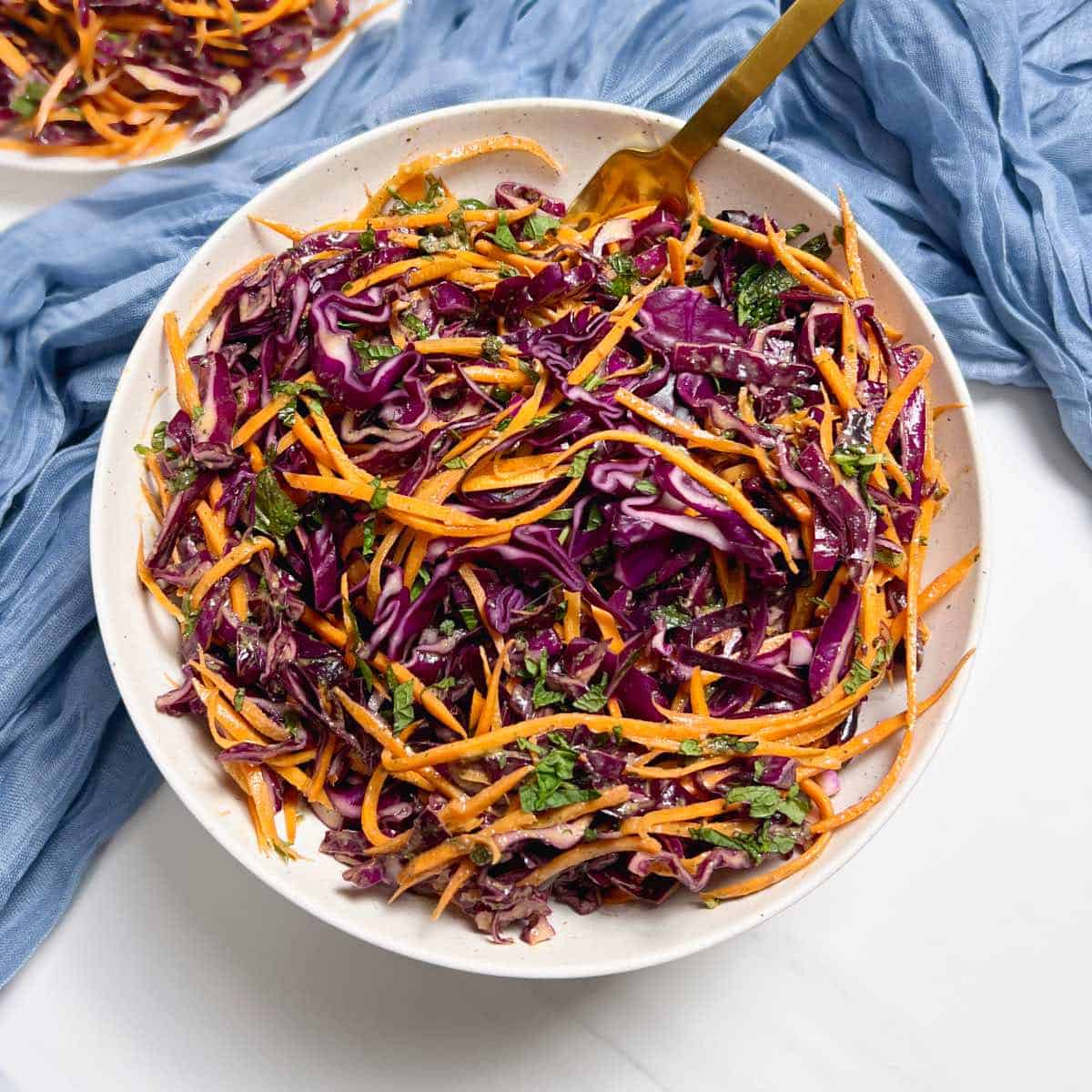 a plate full of purple cabbage slaw