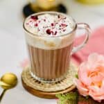 rose hot chocolate in a cup