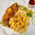 zereshk polo ba morgh on a plate