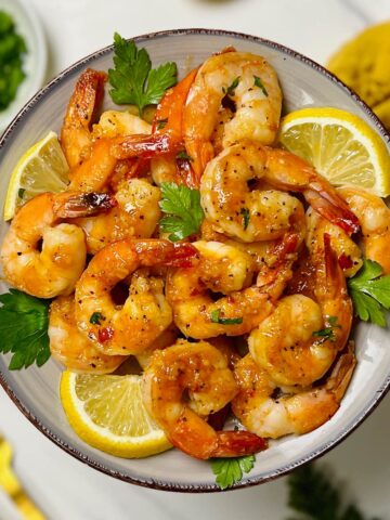 honey sriracha shrimp on a plate