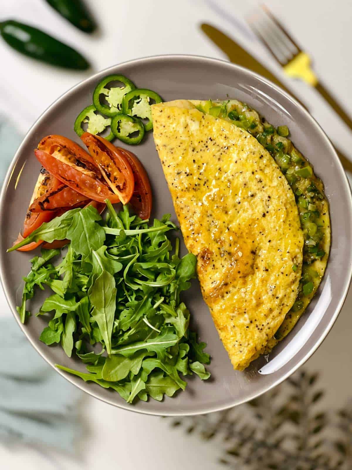 a plate containing jalapeno omelette