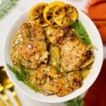 lemon dill chicken on a plate