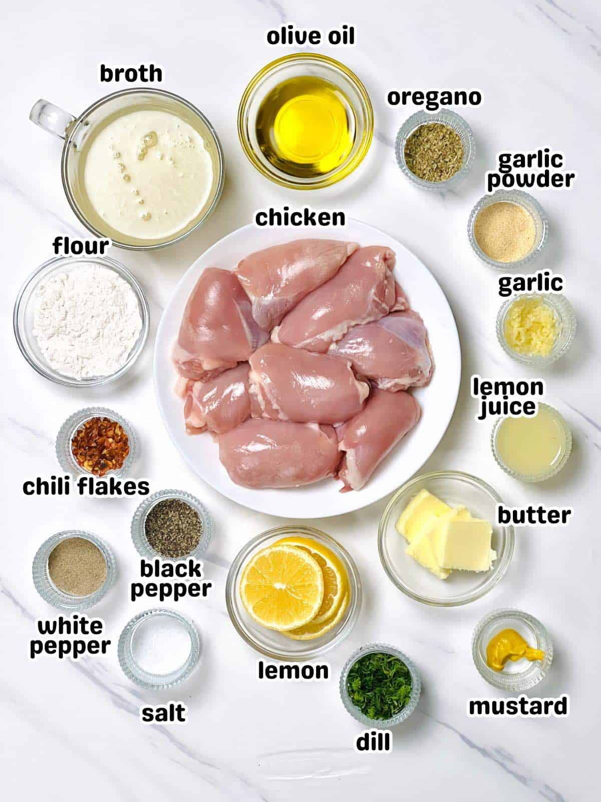 ingredients required for making lemon dill chicken
