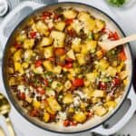 ground beef and potato skillet on a table