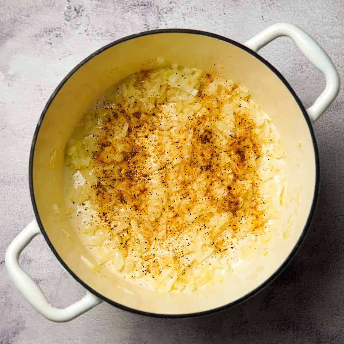 sautéing seasonings with garlic and onion
