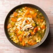 ginger chicken soup in a bowl
