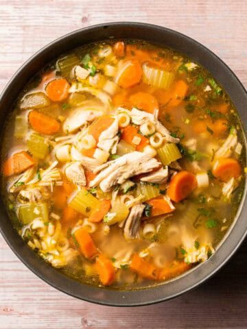 ginger chicken soup in a bowl