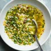 scallion sauce in a bowl