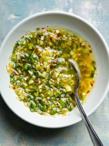 scallion sauce in a bowl