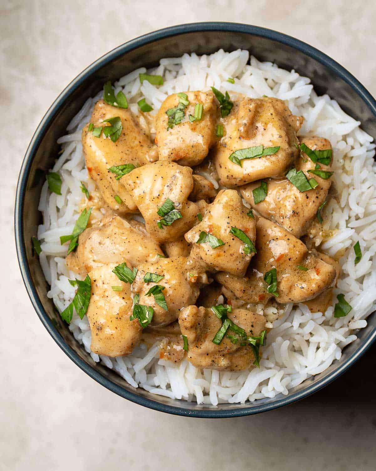 lime chicken served over white rice
