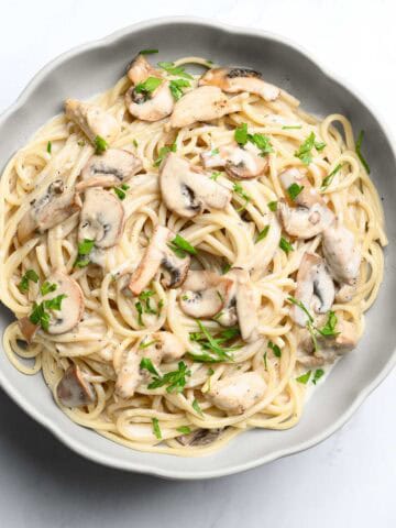 chicken mushroom pasta on a plate
