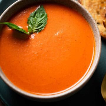 garlic tomato soup in a bowl