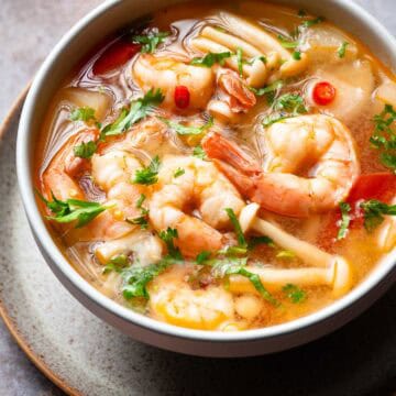 tom yum soup in a bowl