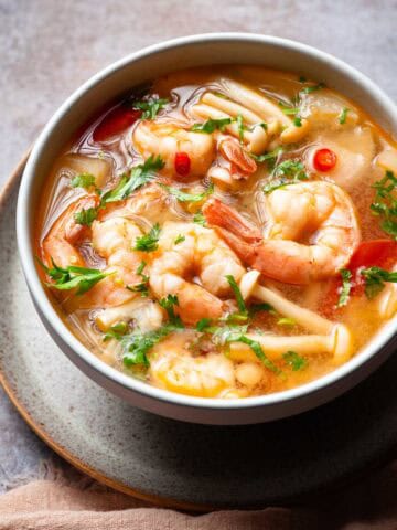 tom yum soup in a bowl
