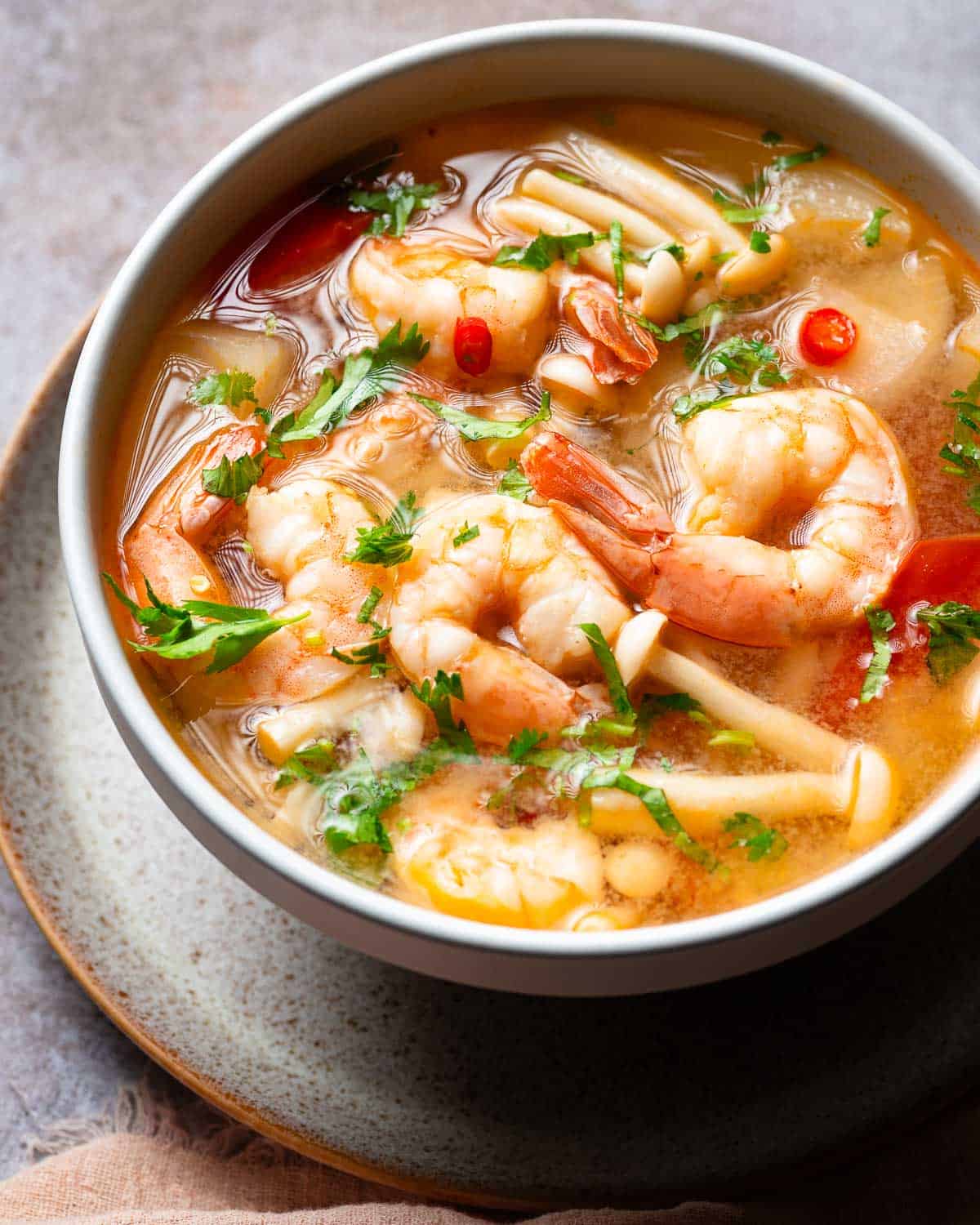 tom yum soup in a bowl