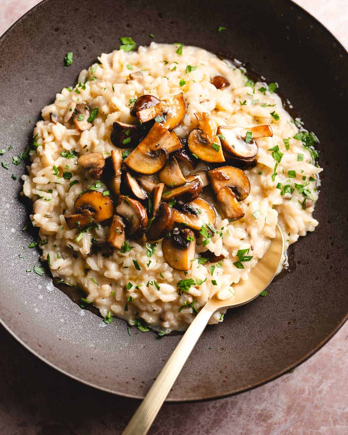 mushroom risotto on a plate
