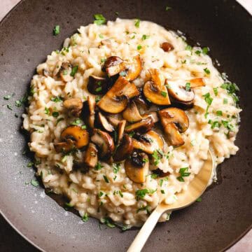 mushroom risotto on a plate