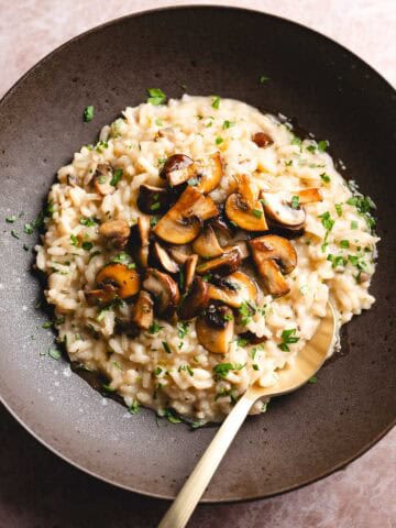 mushroom risotto on a plate