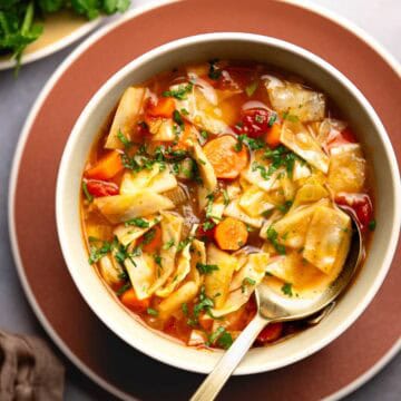 cabbage soup served in a bowl